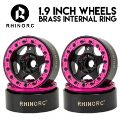 4Pcs Pink 24.5mm Narrow Brass & Aluminum 127g 1.9" Beadlock Wheel Rim (WH1913)